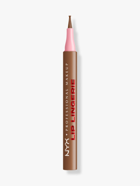 Nyx Professional Makeup Lingerie Lip Liner Stain in Steamy Spice brown lip liner stain pen on light gray background